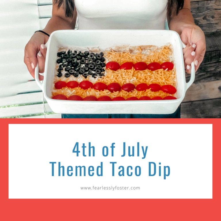 4th of July themed taco dip recipe.